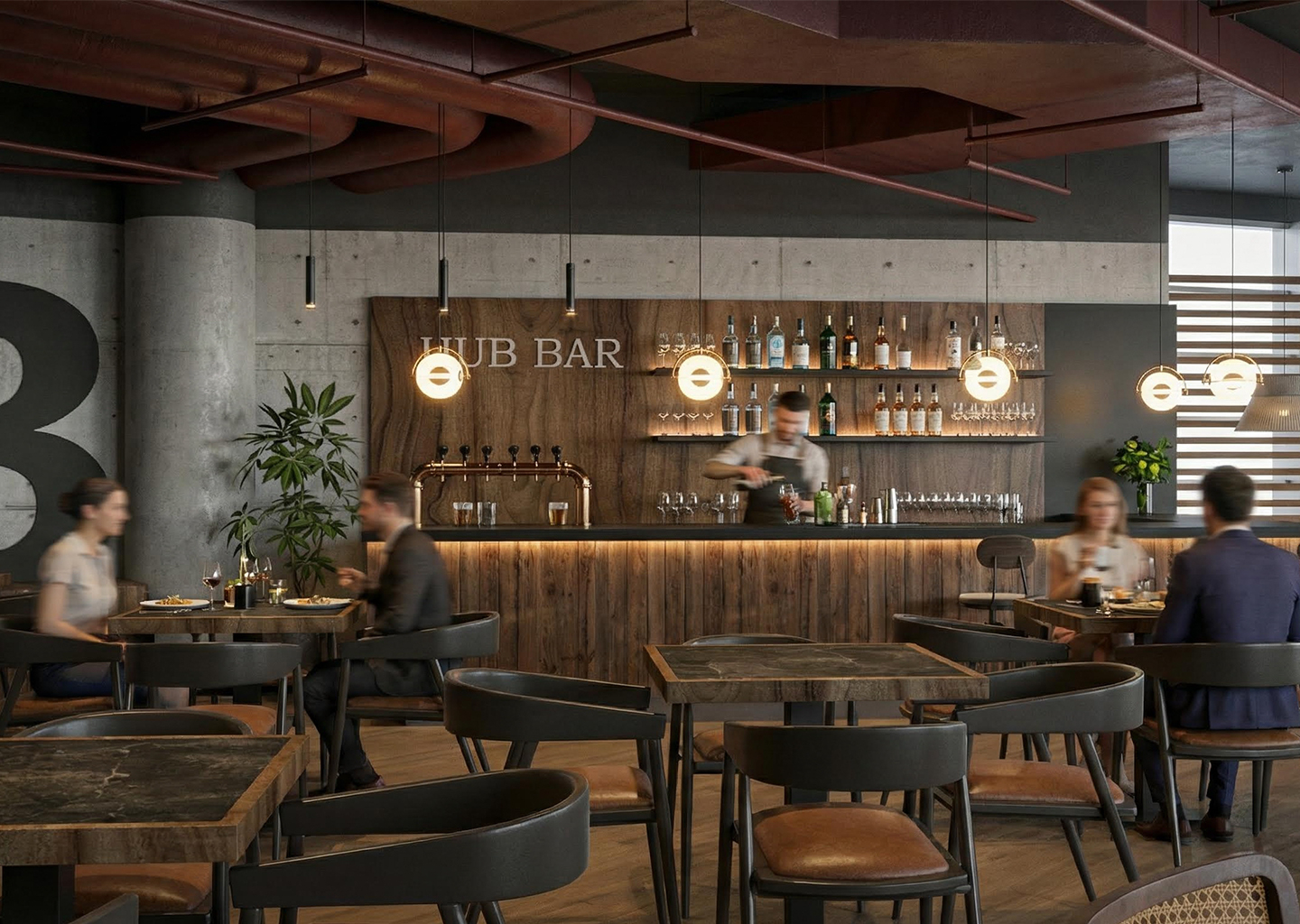 HUB西餐厅 科技园店 清水混凝土吧台